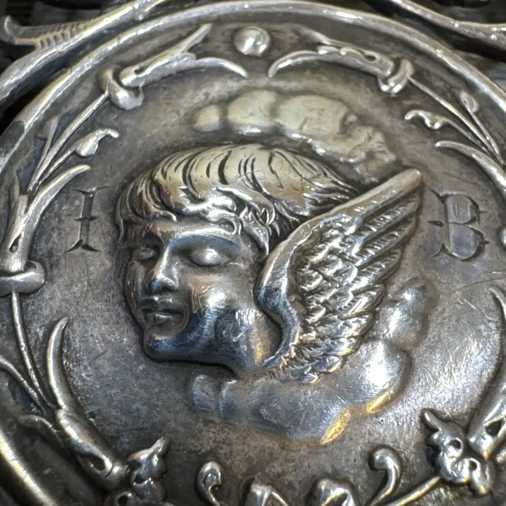 Victorian Sterling Silver Nurses Belt Buckle Cherubs Chester 1895 Henry Matthews